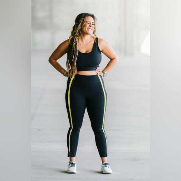 Zyias black neon tape luxe leggings - Picture 2 of 6